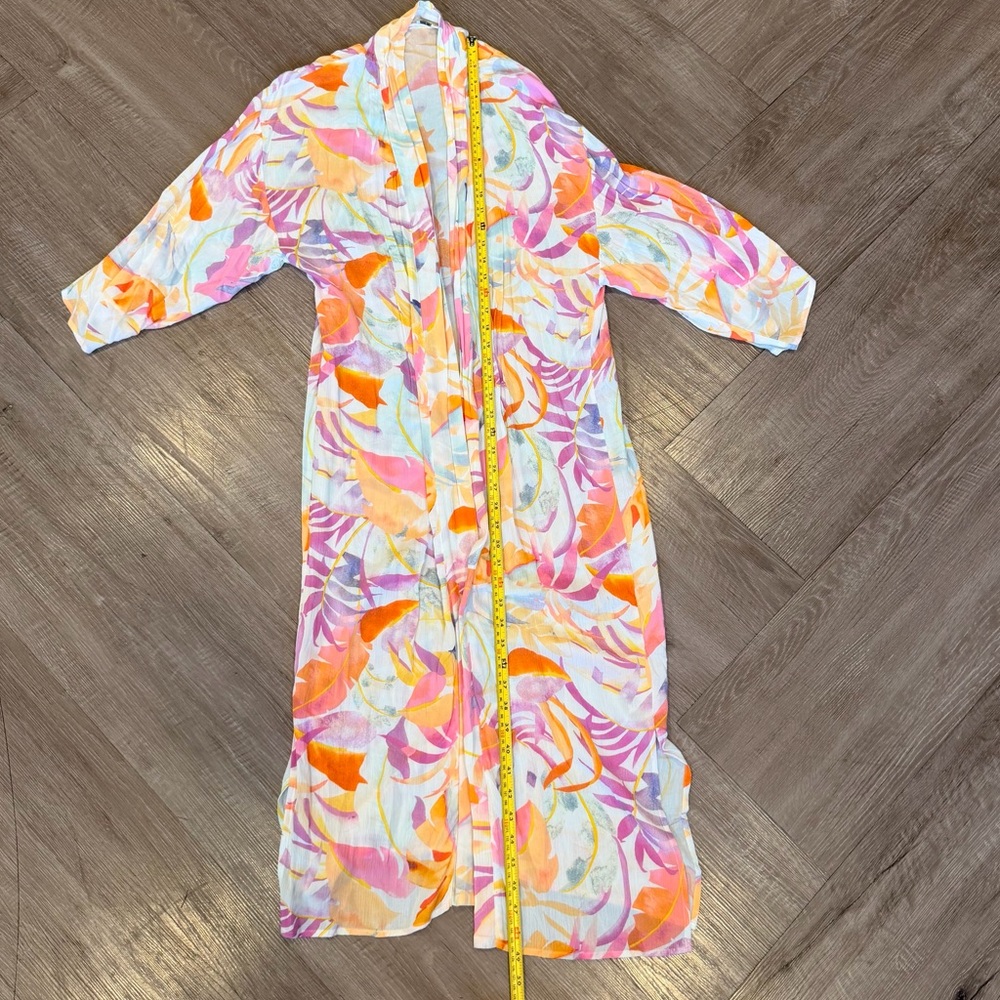 Z SUPPLY Tropical Print Long Kimono Duster Cardigan Multicolor | Size Medium - Picture 6 of 6